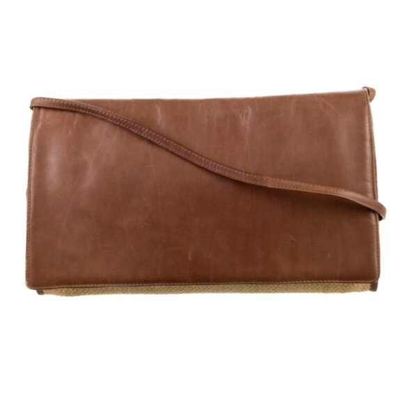 Bottega Veneta Raffia Crossbody Bag Brown Leather Trimmed w/Detachable Strap - Picture 3 of 7